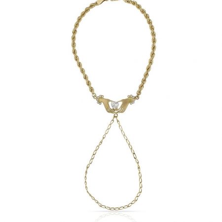 Pulsera de dedo con manos en oro de 18k
