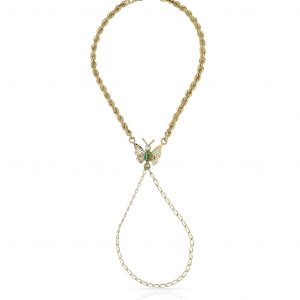 Pulsera de dedo con mariposa en oro de 18k
