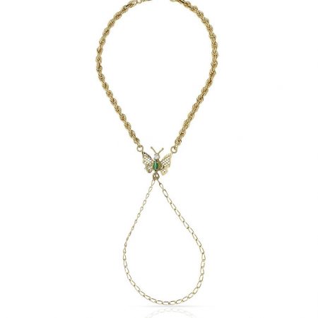 Pulsera de dedo con mariposa en oro de 18k