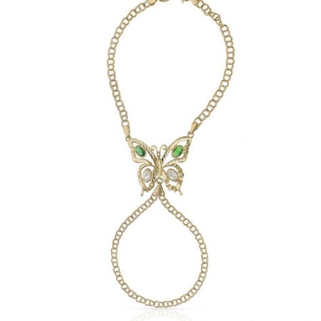 Pulsera de dedo con mariposa en oro de 18k