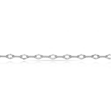 Pulsera rombos y circonitas oro blanco de 18k