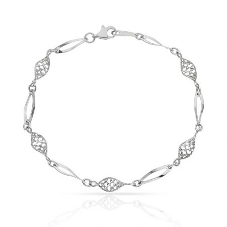Pulsera eslabones calados en oro blanco de 18k