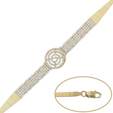 Pulsera circonitas motivo espiral en oro de 18k