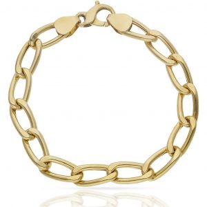 Pulsera figaro 9mm. en oro de 18k