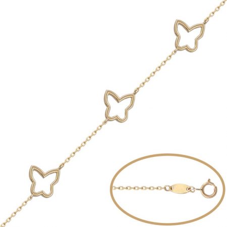 Pulsera fina mariposas en oro de 18k