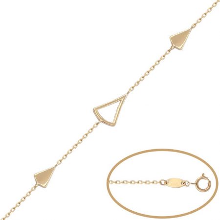 Pulsera fina con triangulos en oro de 18k