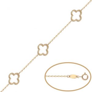 Pulsera fina con flores en oro de 18k