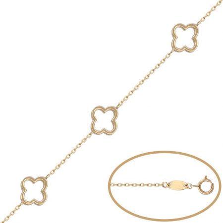 Pulsera fina con flores en oro de 18k