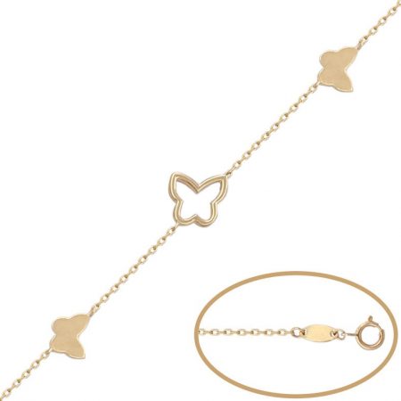 Pulsera fina con mariposas de oro de 18k