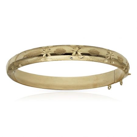 Pulsera media caña tallada en brillo de 8mm. oro 18k