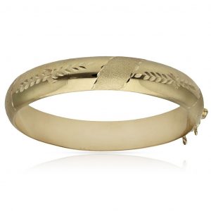 Pulsera media caña tallada 12mm. oro de 18k