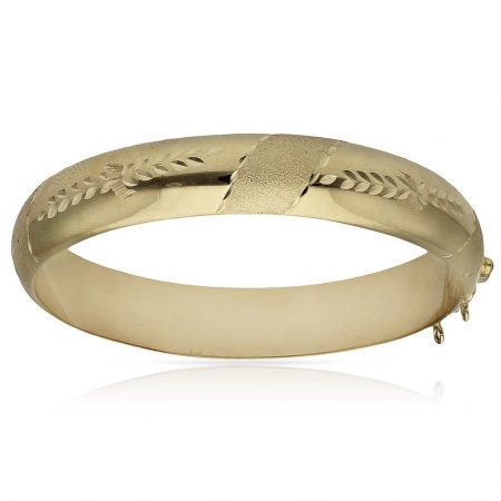 Pulsera media caña tallada 12mm. oro de 18k