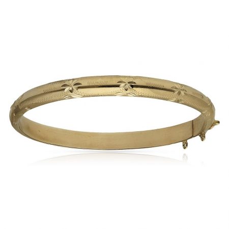 Pulsera media caña tallada de 7mm. en oro 18k