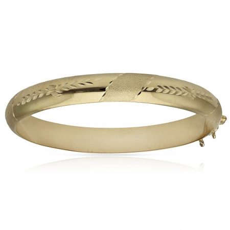 Pulsera media caña tallada de 10mm. oro de 18k