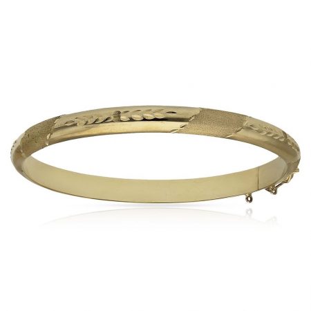 Pulsera media caña tallada de 6mm. oro de 18k