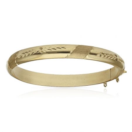 Pulsera media caña tallada de 8mm. oro de 18k
