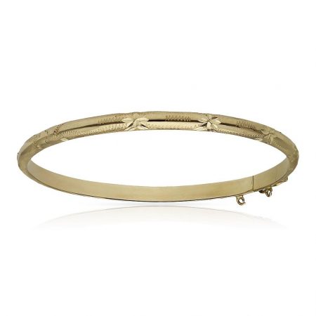Pulsera media caña tallada de 4mm. oro de 18k