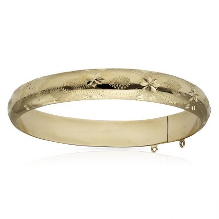 Pulsera media caña tallada de 10mm.en oro de 18k