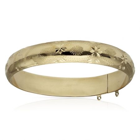 Pulsera media caña tallada de 12mm.en oro de 18k