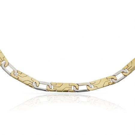 Pulsera plana bicolor 9mm.oro 18k