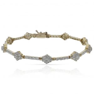 Pulsera circonitas rosetones oro 18k