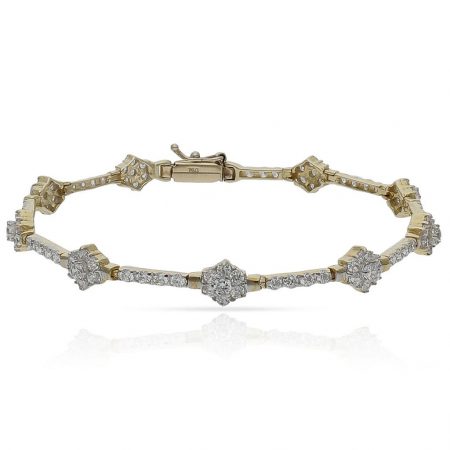 Pulsera circonitas rosetones oro 18k