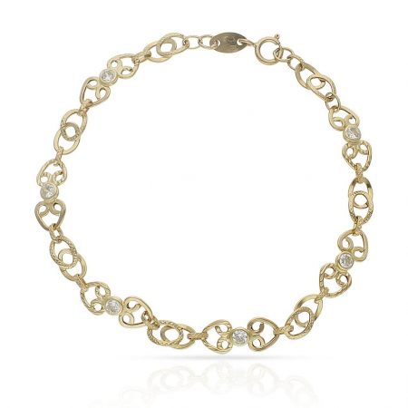 Pulsera troquelada circonitas en oro de 18k