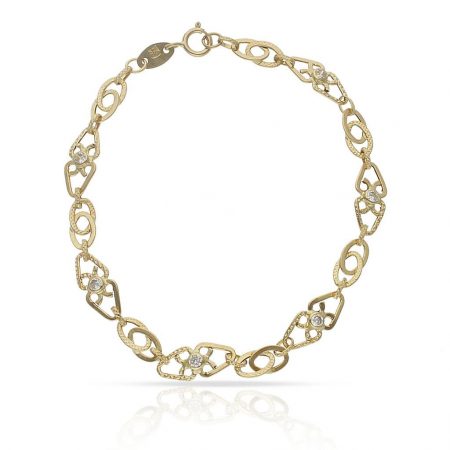 Pulsera troquelada circonitas en oro de 18k