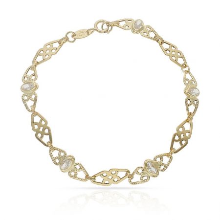 Pulsera troquela circonitas en oro de 18k