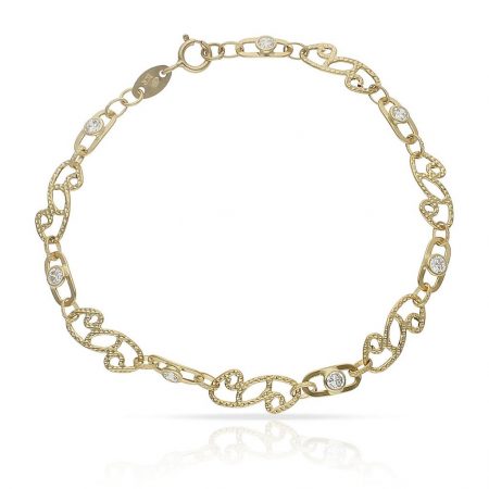 Pulsera troquelada circonitas en oro de 18k