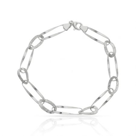 Pulsera eslabones planos oro blanco de 18k