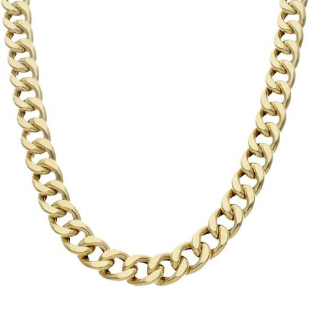 Cadena modelo barbada ancho de 11mm. y largo 60cm. oro 18k
