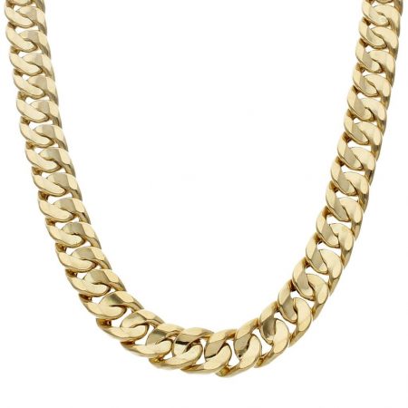 Cadena modelo barbada ancho de 12mm. y largo 50cm. oro 18k