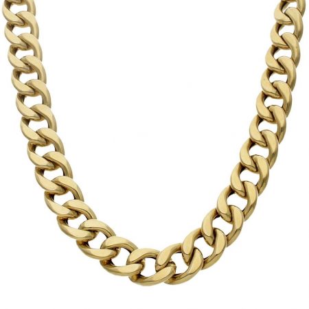 Cadena modelo barbada ancho de 13mm. y largo 60cm. oro 18k