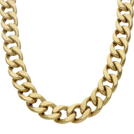 Cadena modelo barbada ancho de 15mm. y largo 70cm. oro 18k