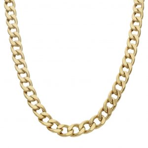 Cadena modelo barbada ancho de 9mm. y largo 50cm. oro 18k