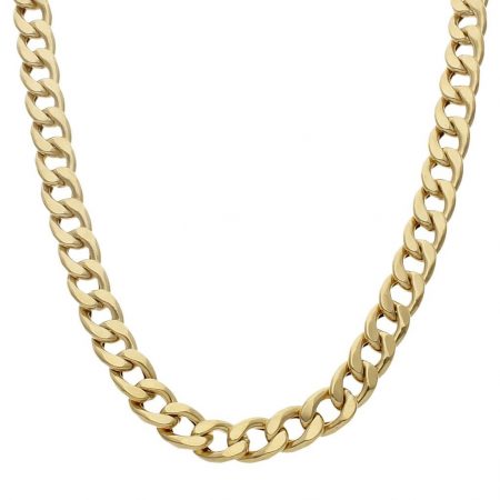 Cadena modelo barbada ancho de 9mm. y largo 50cm. oro 18k