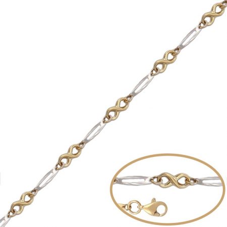 Pulsera bicolor con infinitos en oro de 18k