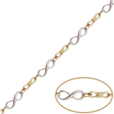 Pulsera bicolor infinitos en oro de 18k