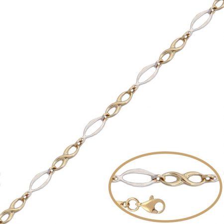 Pulsera bicolor con infinitos en oro de 18k