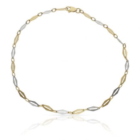 Tobillera bicolor en oro de 18k