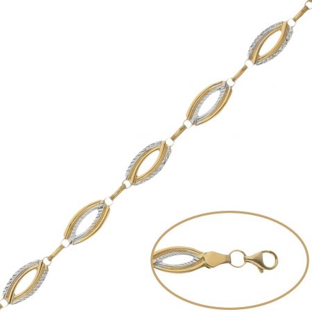 Pulsera troquelada bicolor 7mm.oro de 18k