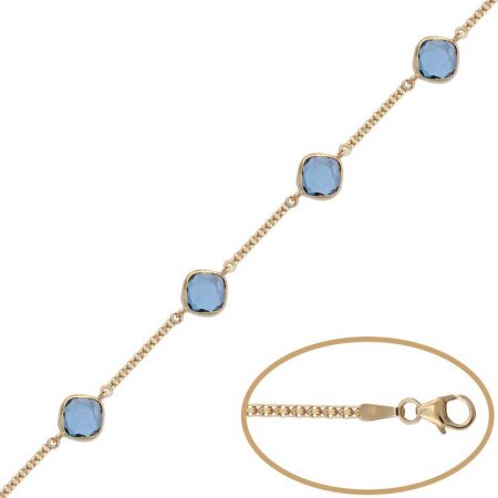 Pulsera con piedras de color azul en oro de 18k