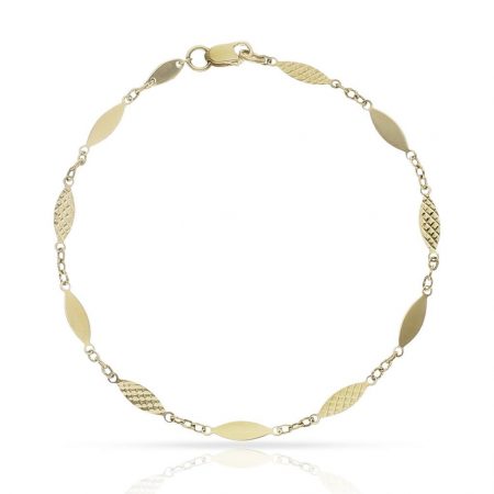 Pulsera chapas combinadas ovaladas en oro de 18k