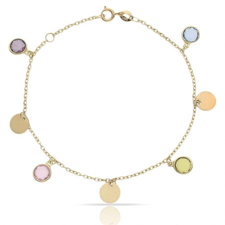 Pulsera con mini charms en oro de 18k