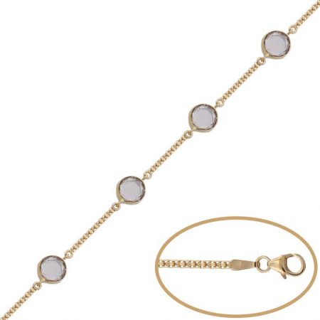 Pulsera con circonitas redondas en oro de 18k