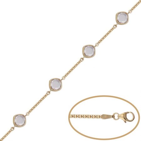 Pulsera con circonitas cuadradas en oro de 18k