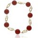Pulsera coralina y jaula en oro de 18k