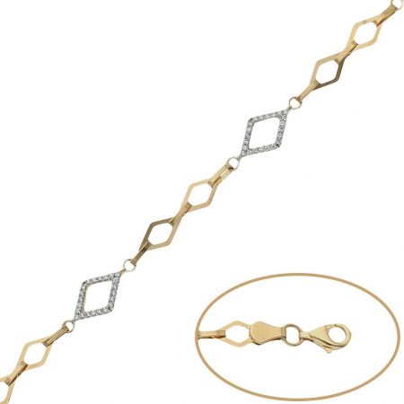 Pulsera troquelada circonitas 8mm.en oro de 18k