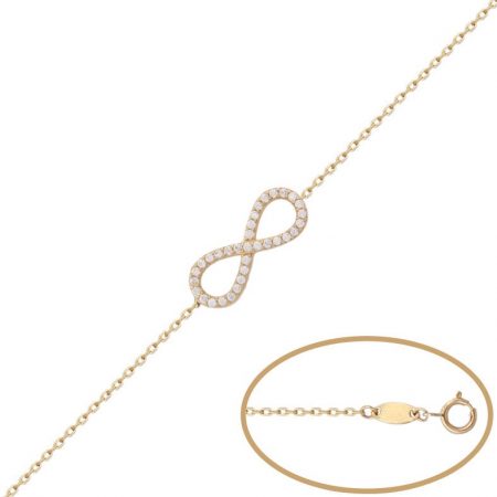 Pulsera de cadena con infinito en oro de 18k